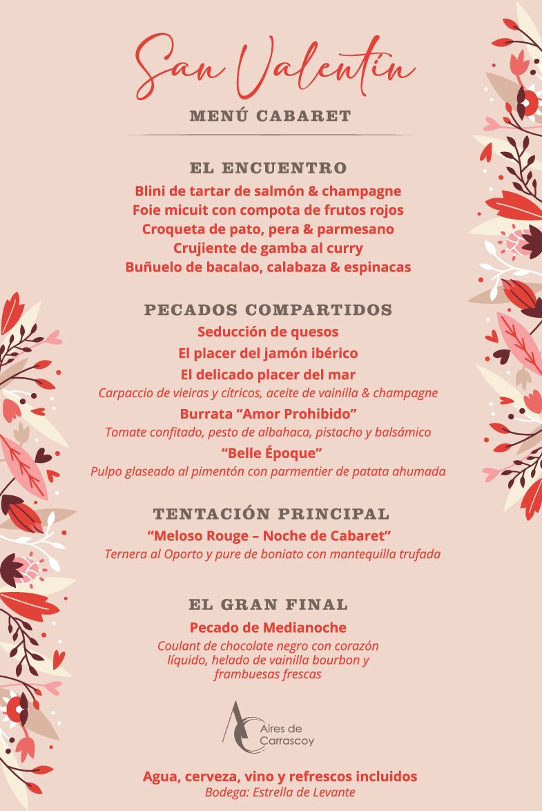 SAN VALENTÍN 2026 - ESPECIAL CABARET (Por comensal)